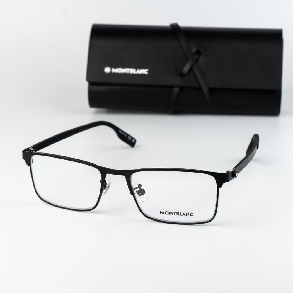 Montblanc Men Eyeglasses Black Rectangle MB0187O 001 NEW AUTHENTIC